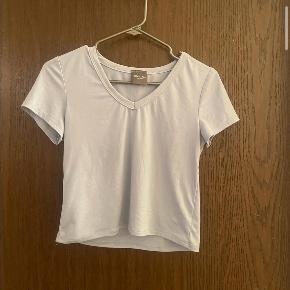 Olivia Rae Pastel Blue V-Neck Women's Top